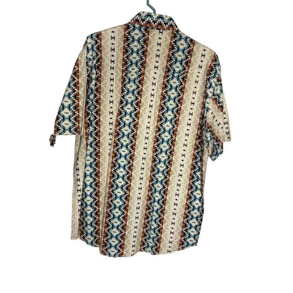 Vtg WRANGLER X-Long Tails Aztec Western Pearl Snap Button Down Shirt 90s Size L - Picture 4 of 5
